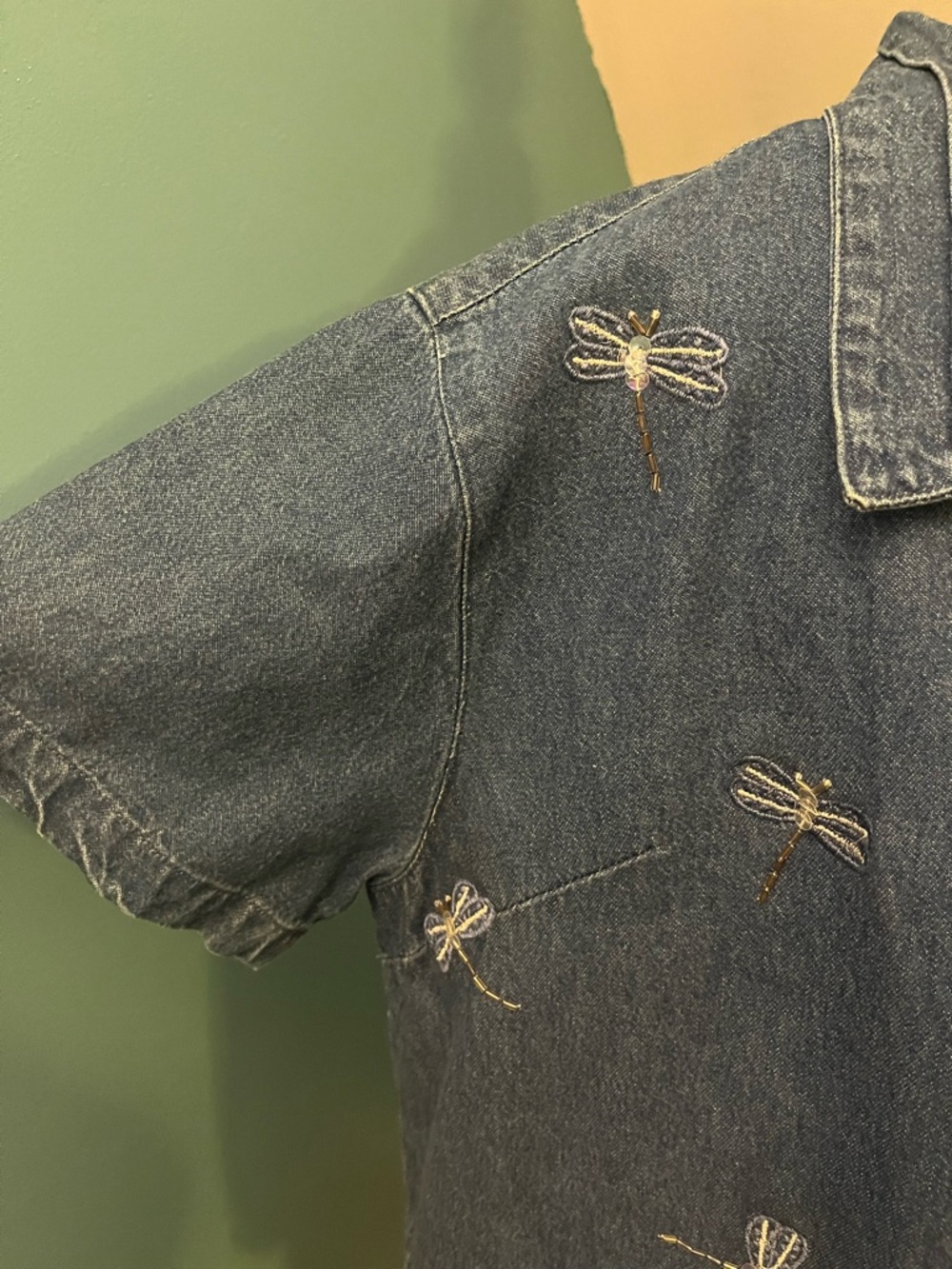 Vintage PTNY Denim Dragonfly Dress and Jacket Set Size Large - Picture 4 of 12
